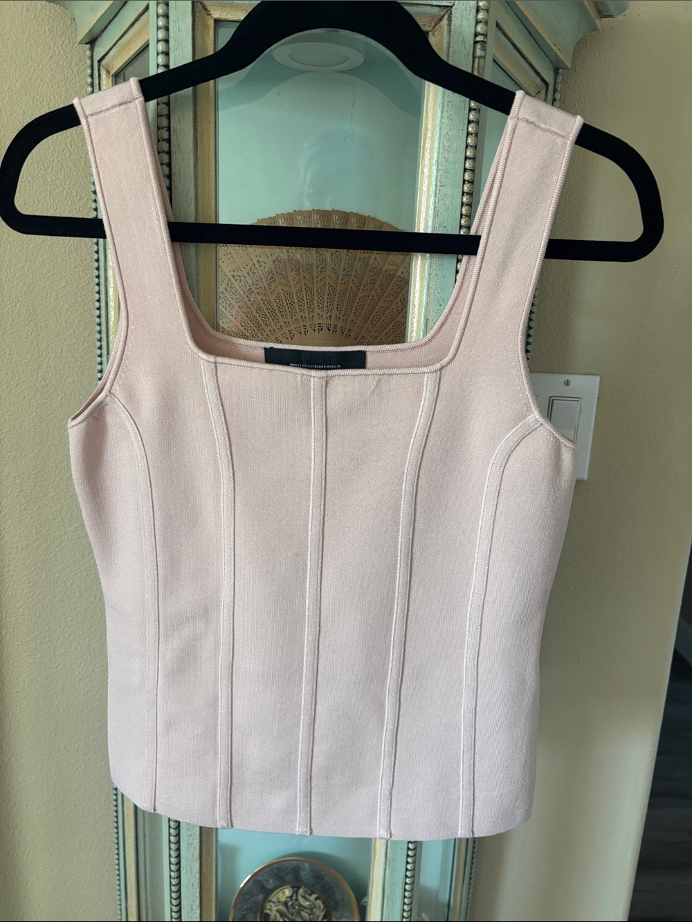 WHBM Sleeveless Square Neck Blush Top